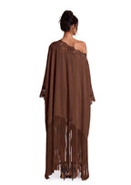 Minh Satin Lace Tassel Maxi Dress In Brown