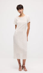 Short Sleeve Crochet Midi Dress