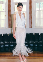Ichabod  Tassel Sequined Midi Skirt In White