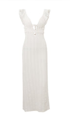Ruffle Backless Knit Midi Dress