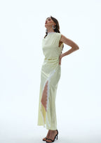Lotta Satin Lace-Trim Maxi Dress