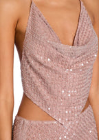 Walda Sequined Pleated Bodycon Skirt Set