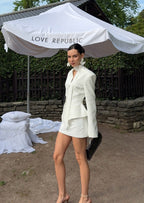 Chiara V Neck Blazer & Mini Skirt Set In White