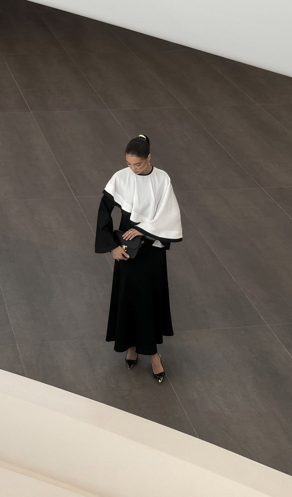 Contrasting Cape Maxi Dress