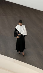 Contrasting Cape Maxi Dress