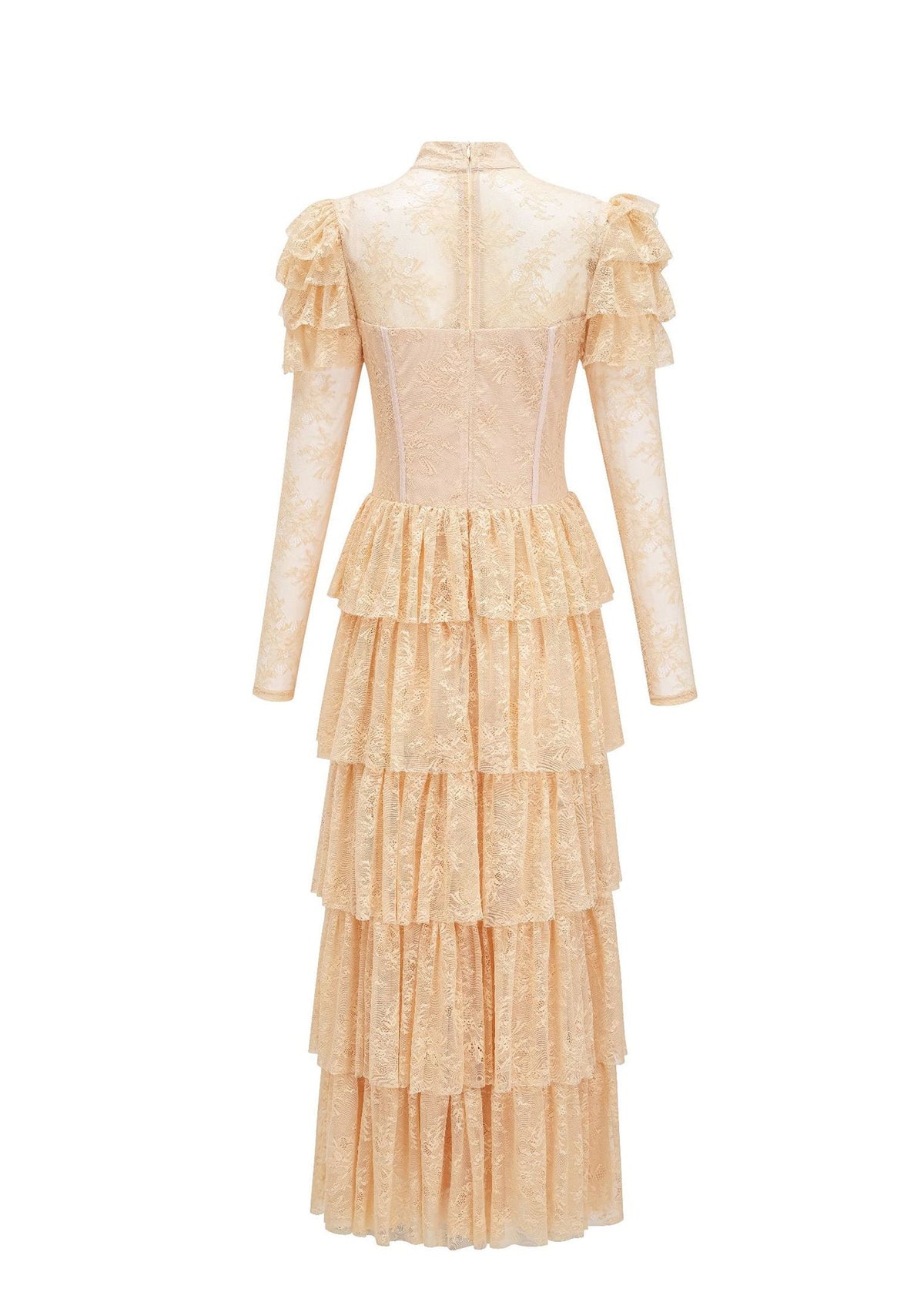 Kaikane Tiered Ruffle Lace Maxi Dress