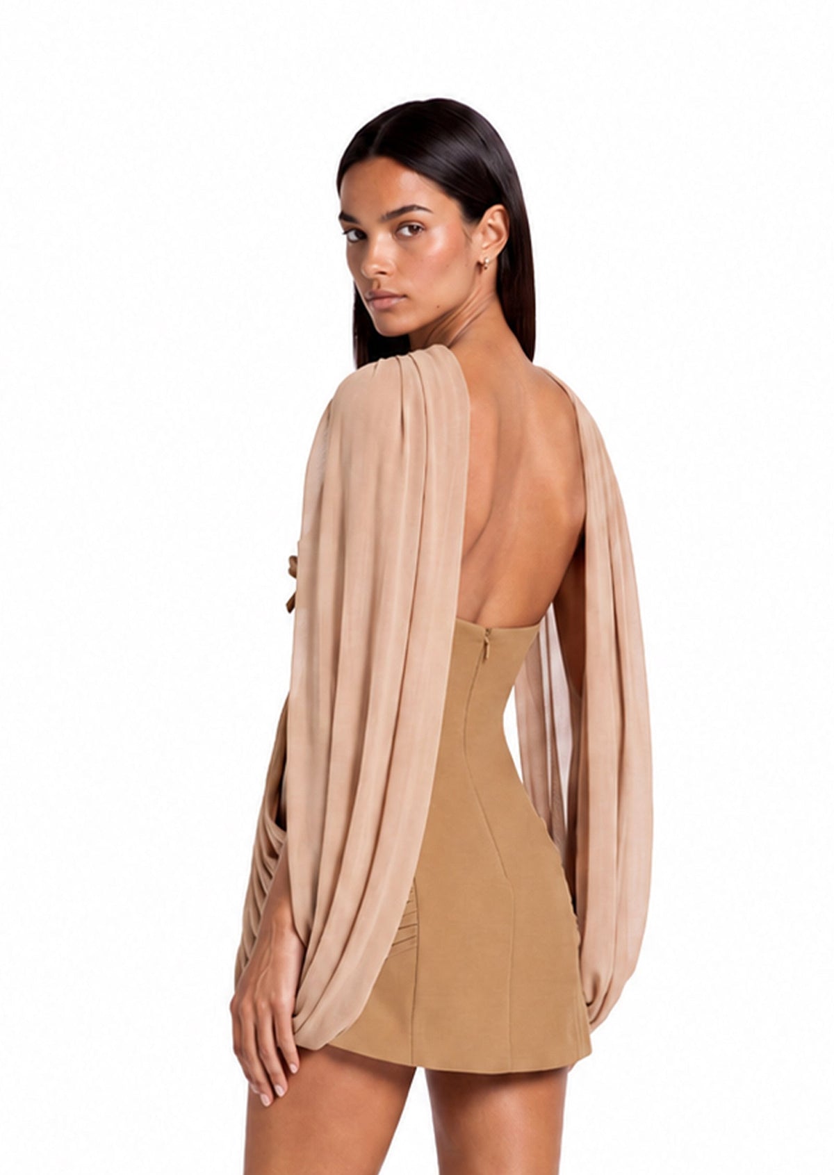 Manoah Ruffled Bow Mini Dress In Khaki