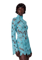 Xavier Lace Mini Dress In Blue
