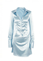 Tadaaki Satin Long Sleeved Top & Mini Skirt Set