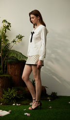 Navy Collar Shirt With Bow