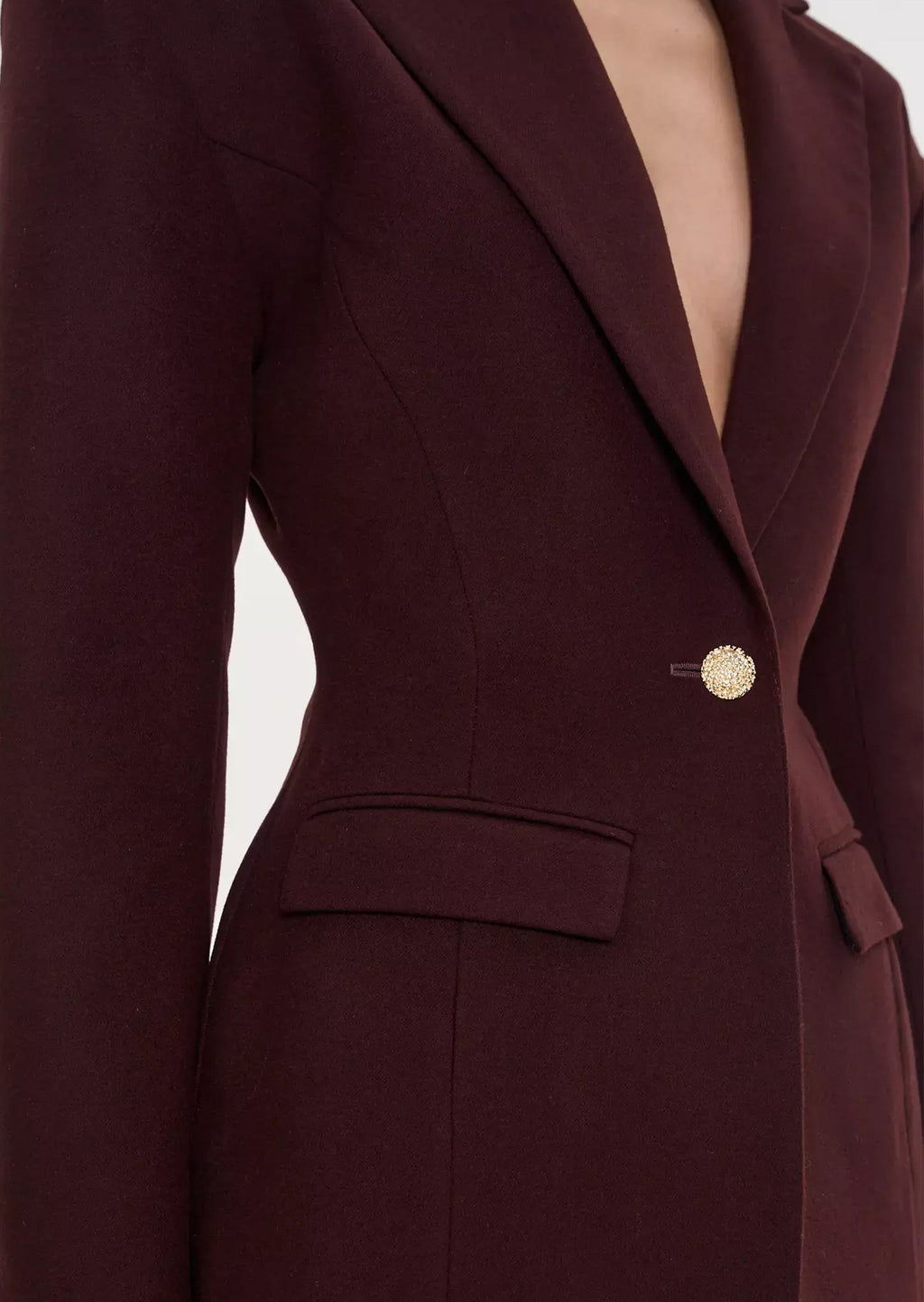 Tadria V Neck Suit Jacket In Claret
