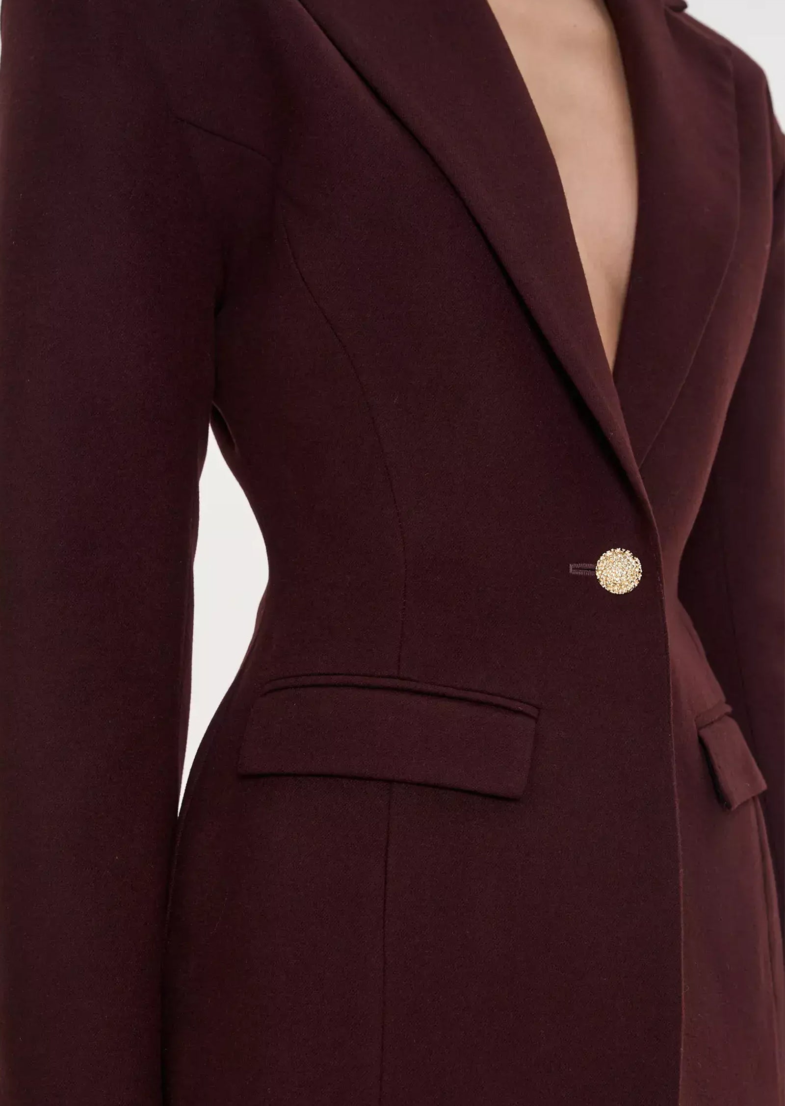 Tadria V Neck Suit Jacket In Claret