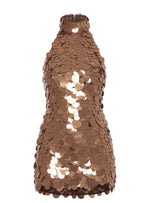 Ibtesam Halter Neck Sleeveless Mini Dress In Brown