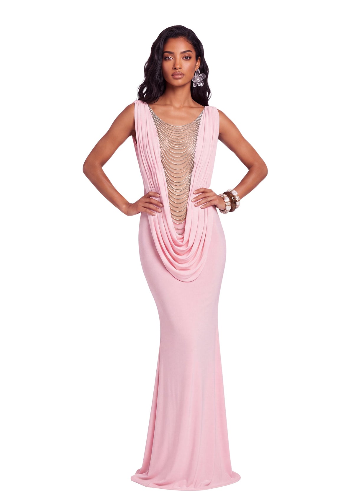 Paladia Slit Maxi Dress In Pink