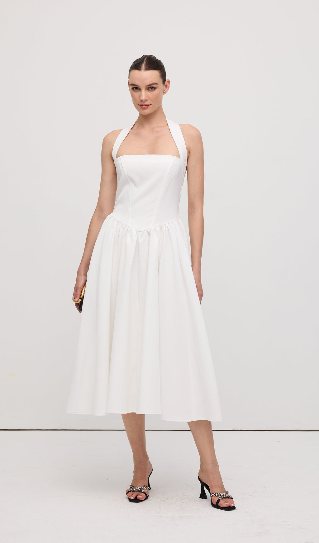 Solid Halter Midi Dress