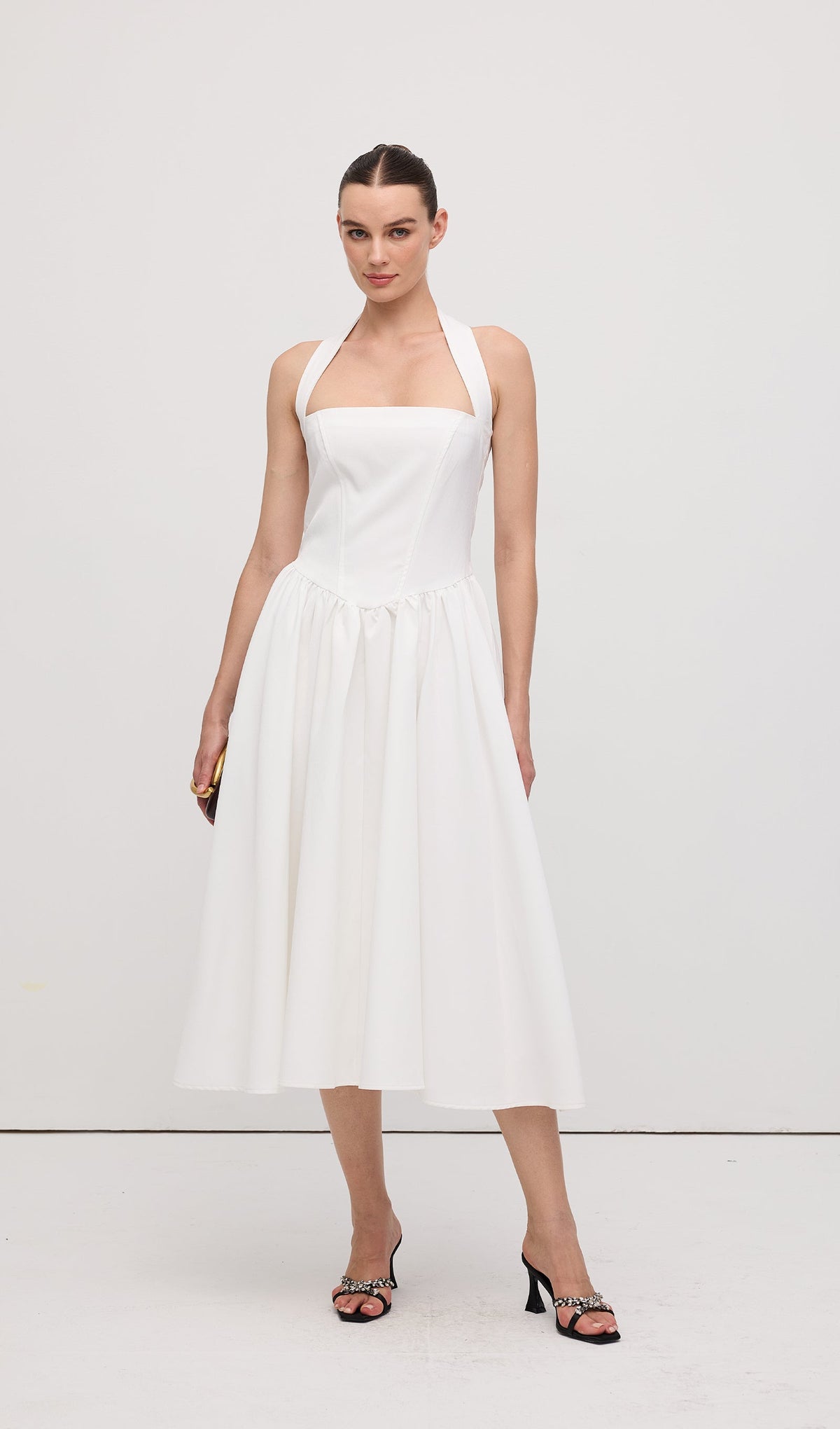Solid Halter Midi Dress