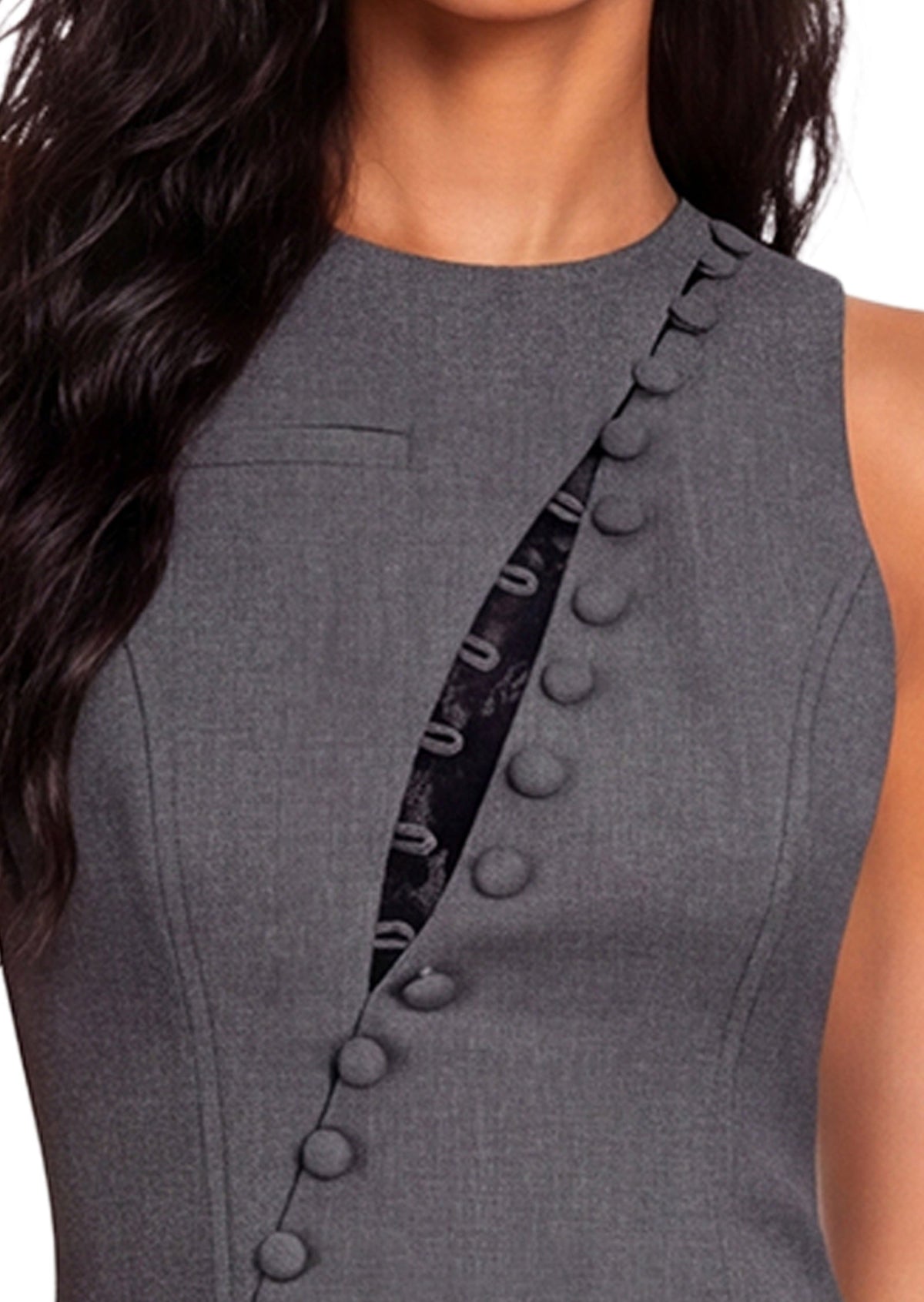 Gaiwan Sleeveless Lace Mini Dress