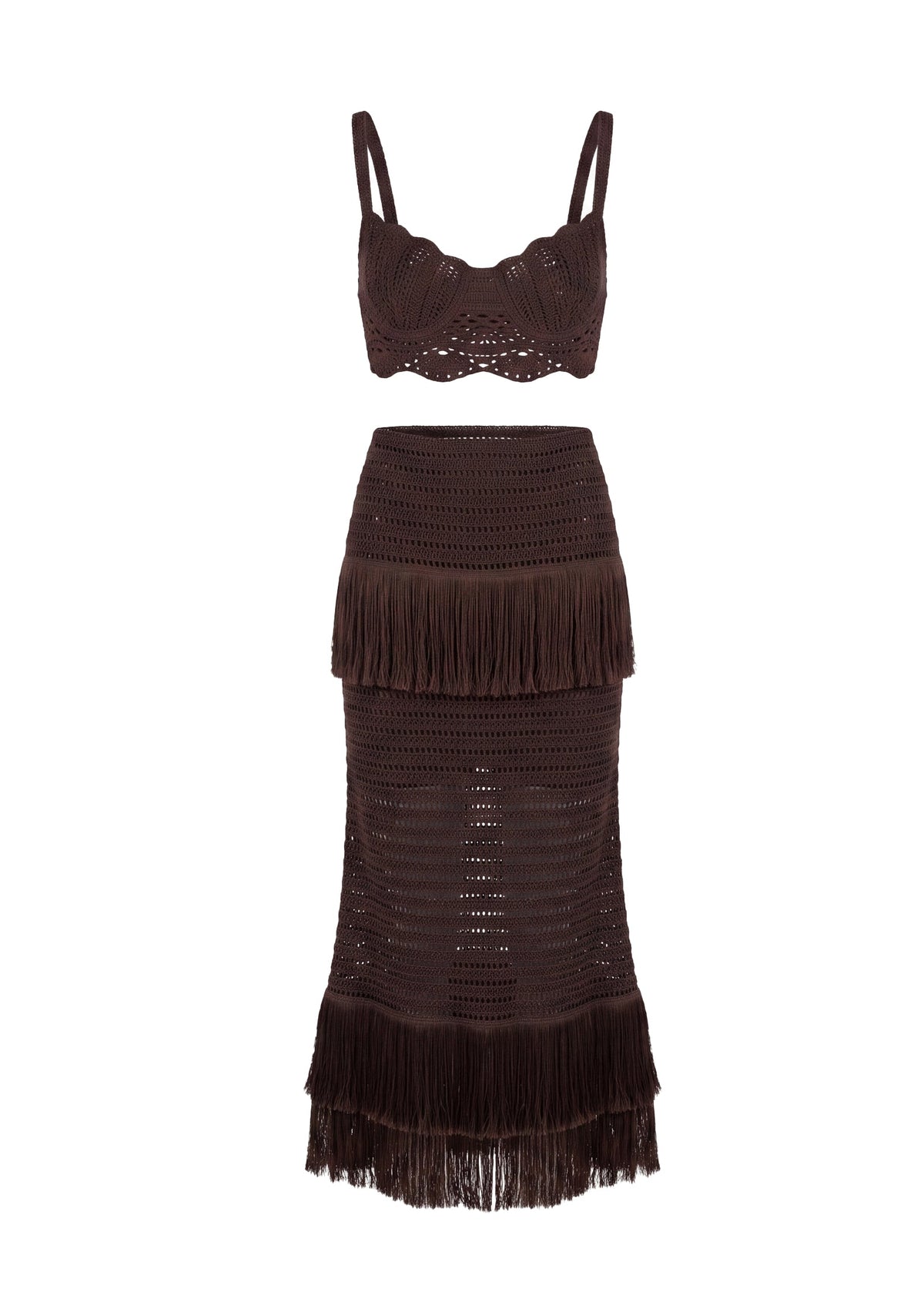 Gage Short Top & Fringed Skirt Knit Set