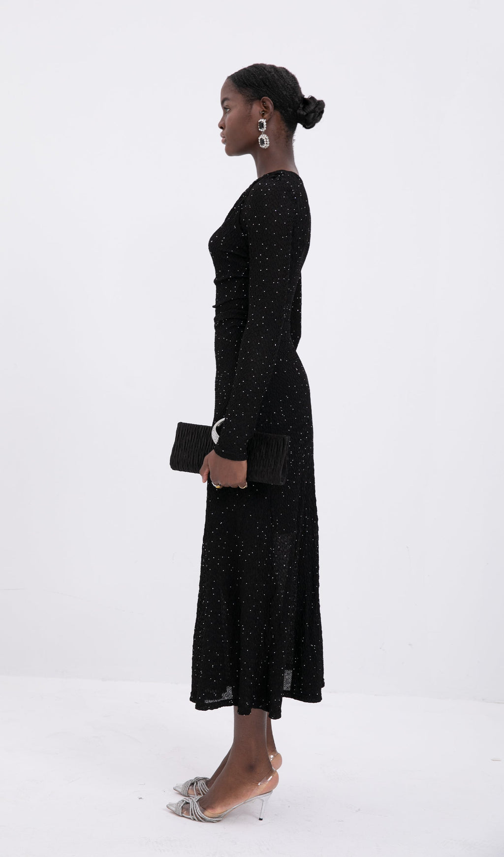 Knit Twist-Front Midi Dress