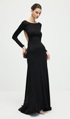 Jersey Open Back Maxi Dress In Black
