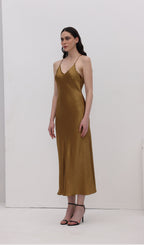 Acetate Sling Midi Dress