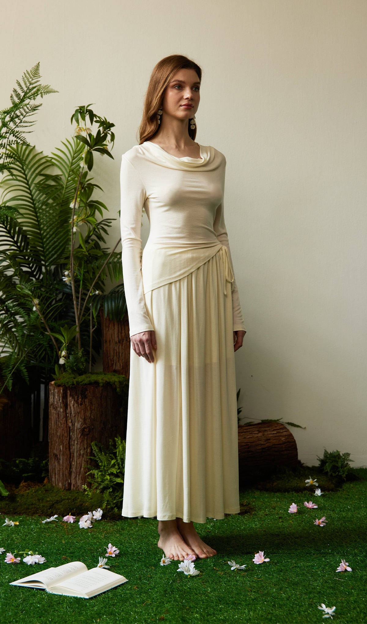 Solid Stretch Jersey Gathers Sets Skirt