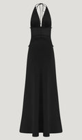 Lace And Satin Maxi Dress In Black
