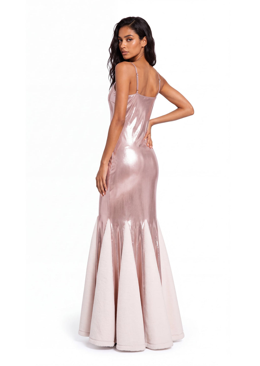 Dagon Glossy Maxi Dress In Pink