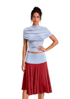 Mamie High Neck Top & Color Blocked Skirt Set