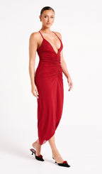 Diamante Ruched Midi Dress