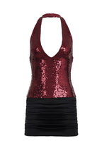 Gaetana Halter Neck Sequin Mini Dress