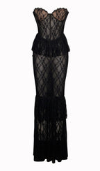 Lace Corset Maxi Dress In Black