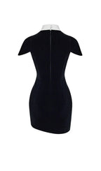 Solid Velvet U Neck Mini Dress