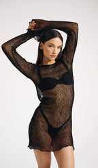 Knit Cover Up Backless Mini Dress