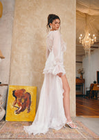 Acantha Plunging Neckline Chiffon Dress In White