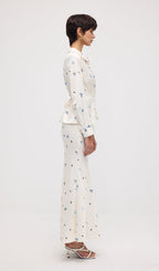 Floral Print Satin Maxi Skirt Two Piece Set