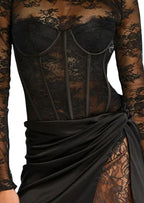 Mana Long Sleeved Lace Bodysuit & Skirt Set