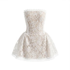 Vahn Strapless Lace Mini Dress In White