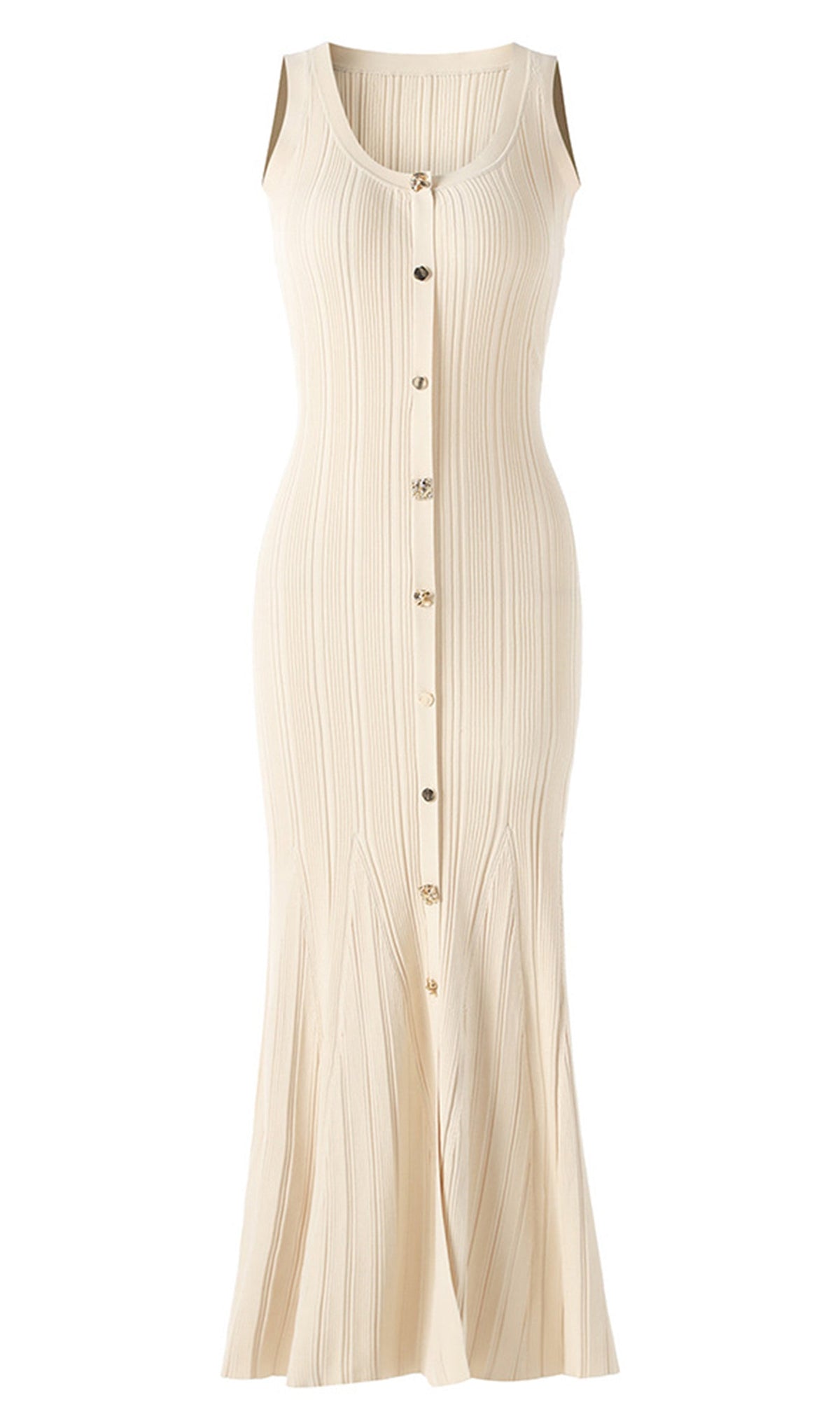 Metallic Button Knit Midi Dress
