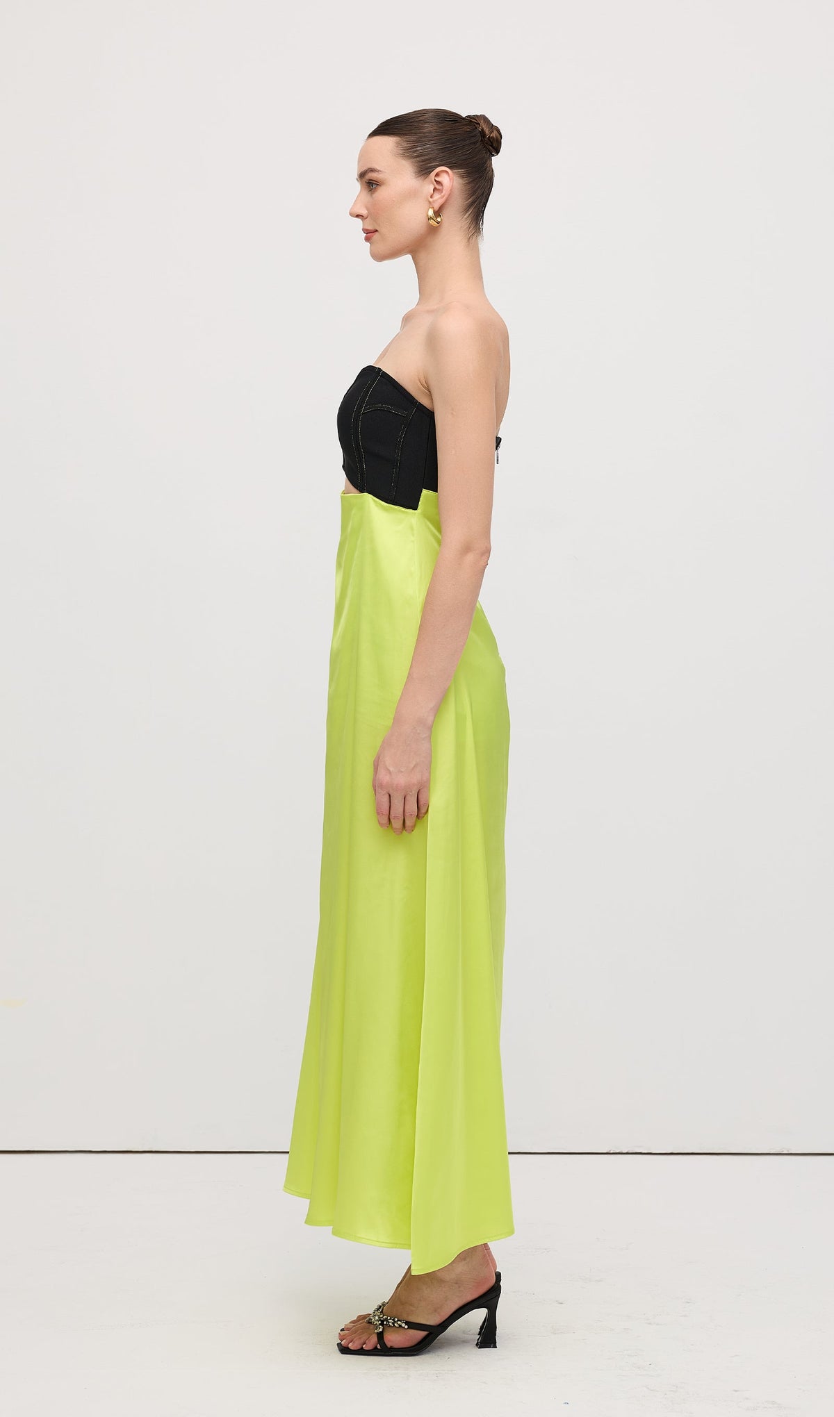 Corsetry Inspired Strapless Maxi Dress