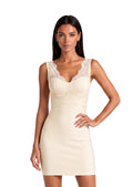 Minana Lace Slit Sleeveless Dress In White