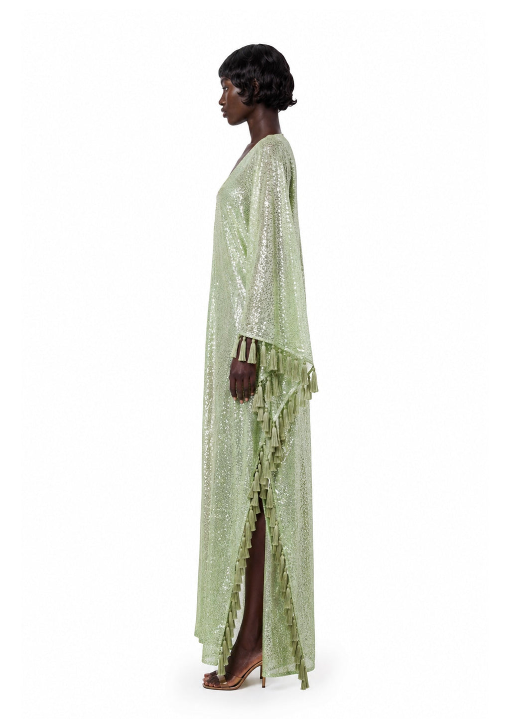 Kagami Knitted sequined tassel maxi dress