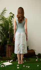 Floral Print Split Midi Skirt
