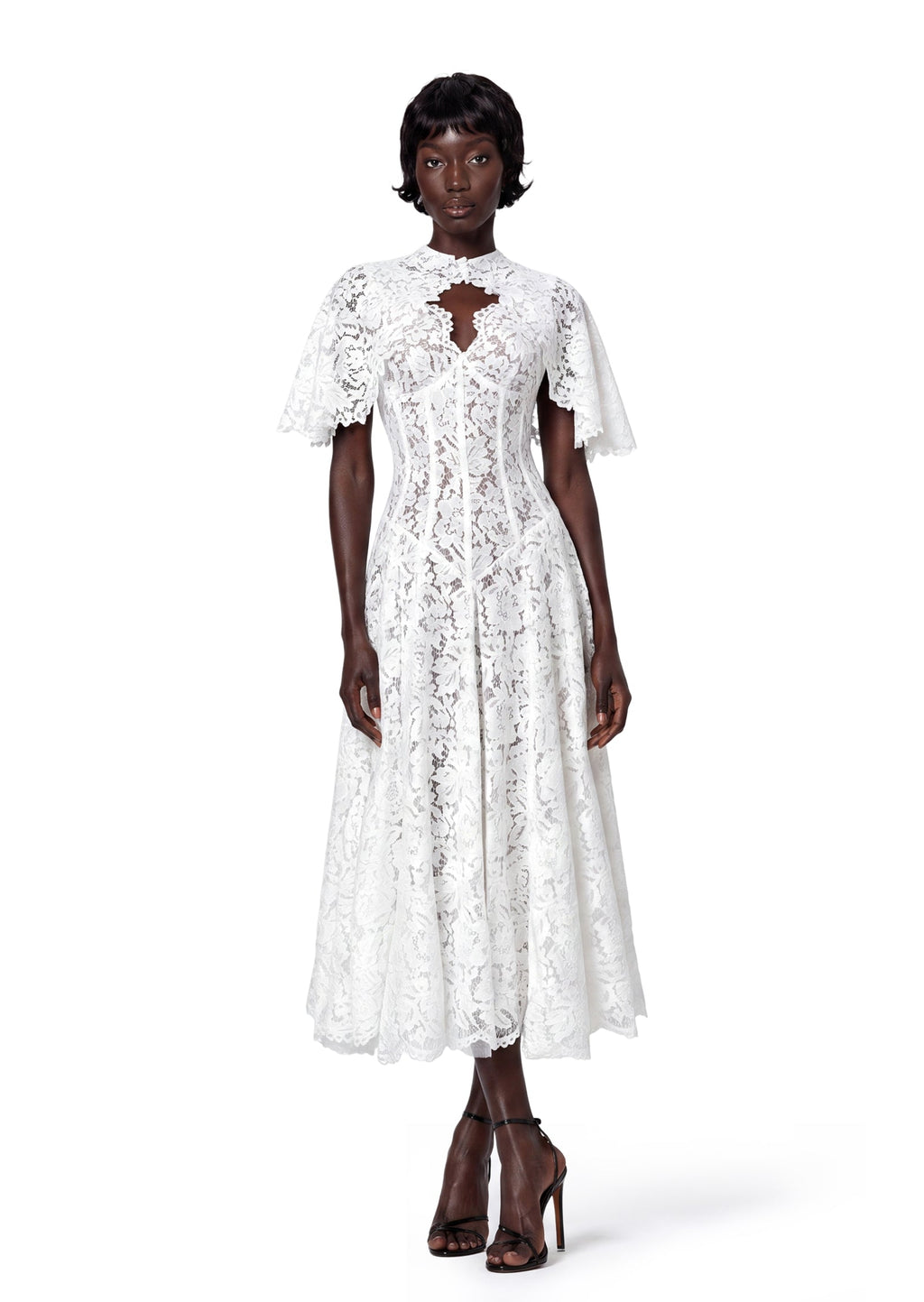 Maimun Lace Shawl Midi Dress In White