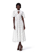 Maimun Lace Shawl Midi Dress In White