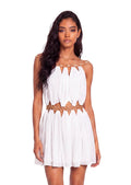 Wally Sleeveless Metal Ring Mini Dress In White
