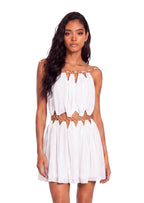 Wally Sleeveless Metal Ring Mini Dress In White