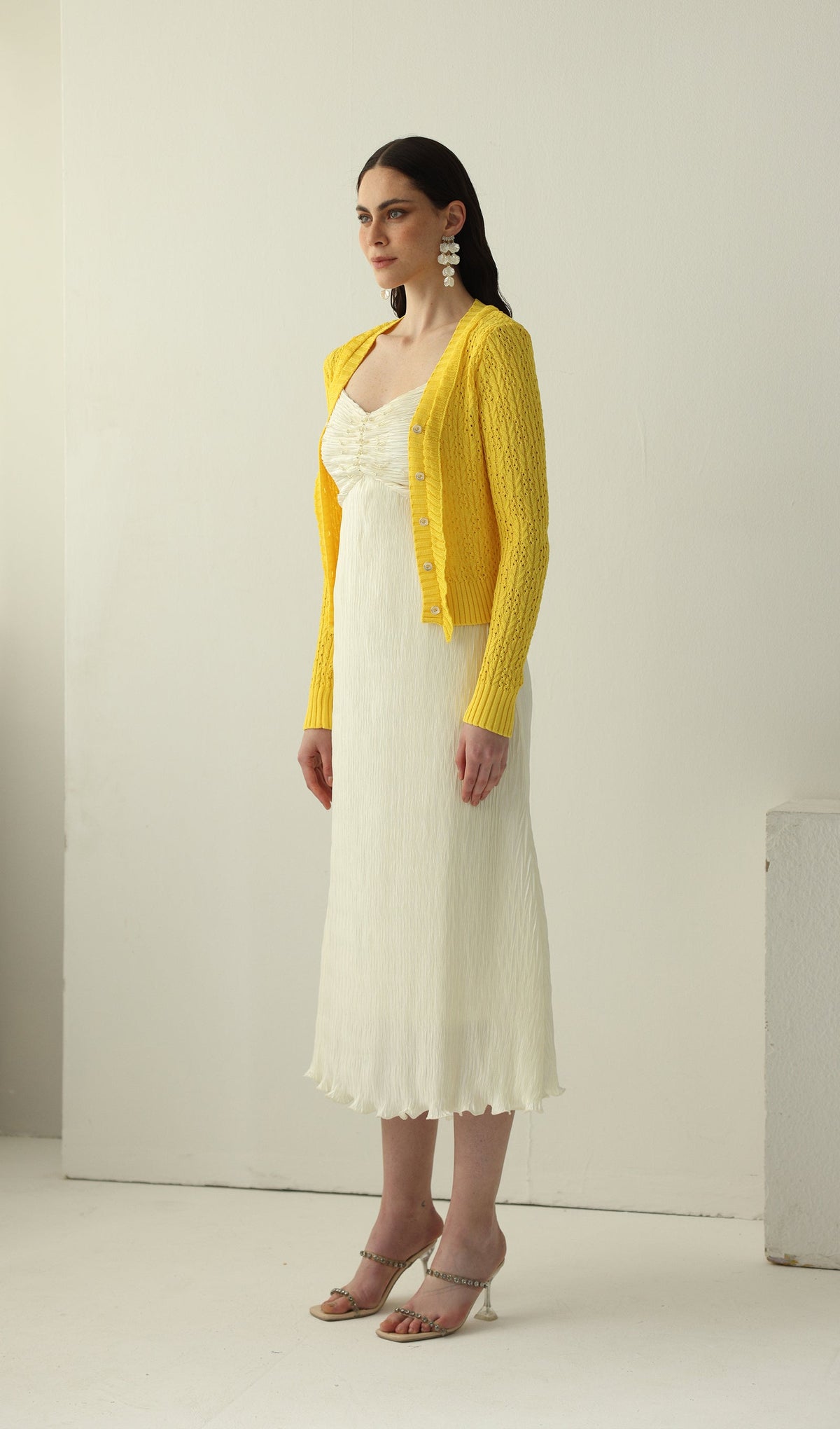 Solid V Neck Knitted Cardigan
