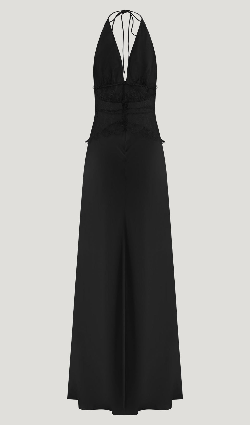 Lace And Satin Maxi Dress In Black