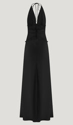 Lace And Satin Maxi Dress In Black